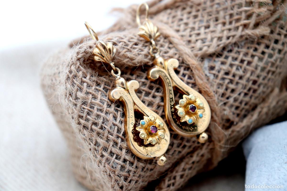 Joyeria: Pendientes de oro de 19,2 quilates con turquesa - Foto 7