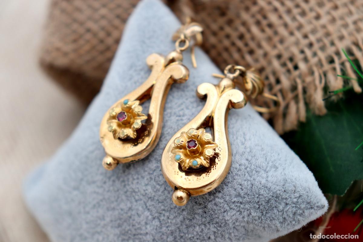 Joyeria: Pendientes de oro de 19,2 quilates con turquesa - Foto 1