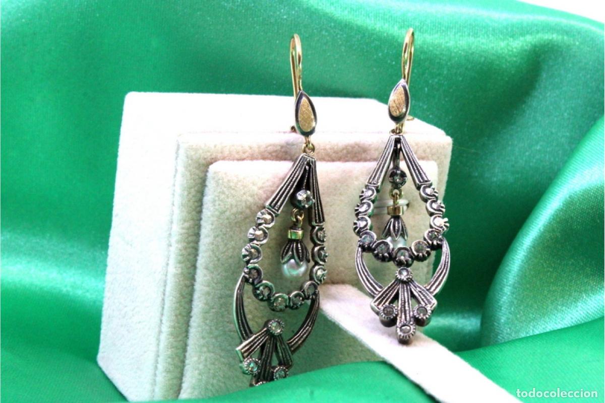 Joyeria: Pendientes en oro de 19,2K y plata con perlas. - Foto 3