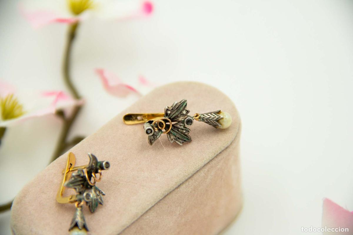 Joyeria: Pendientes en oro de 19,2K y plata con perlas. - Foto 2