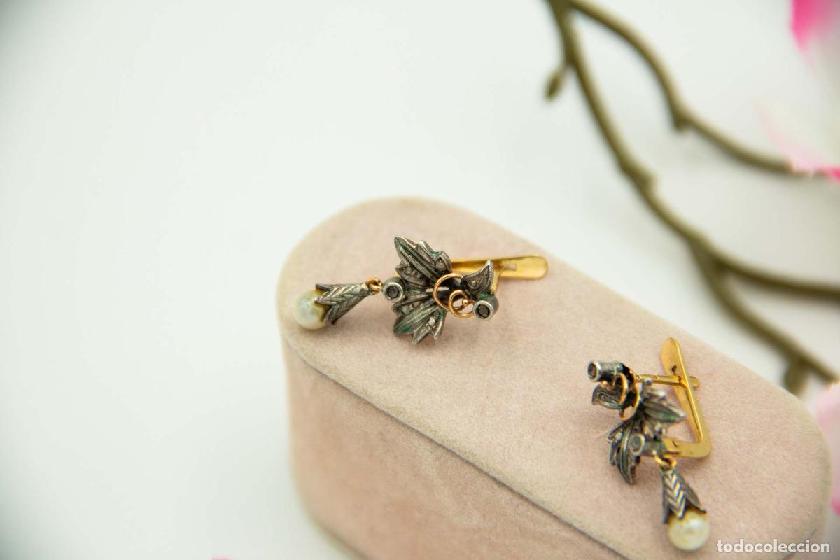 Joyeria: Pendientes en oro de 19,2K y plata con perlas. - Foto 3