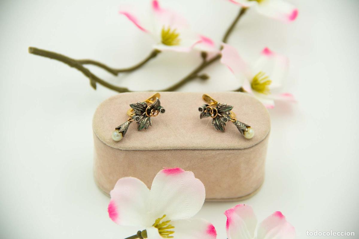 Joyeria: Pendientes en oro de 19,2K y plata con perlas. - Foto 1