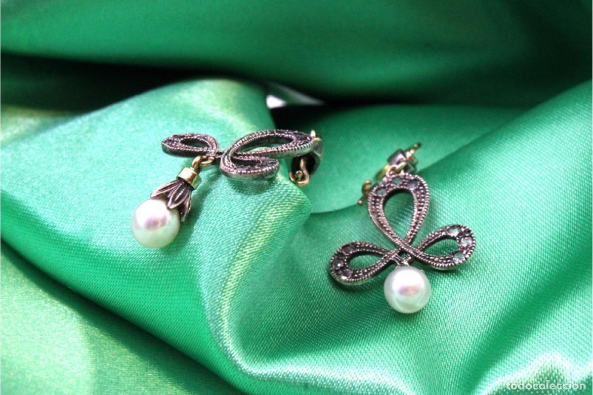 Joyeria: Pendientes en oro de 19,2K y plata con perlas. - Foto 3
