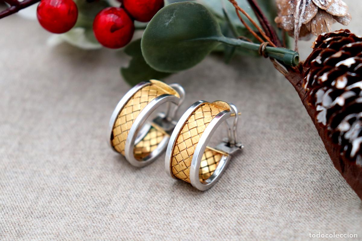 Joyeria: Pendientes en oro bicolor de 19,2K. - Foto 2