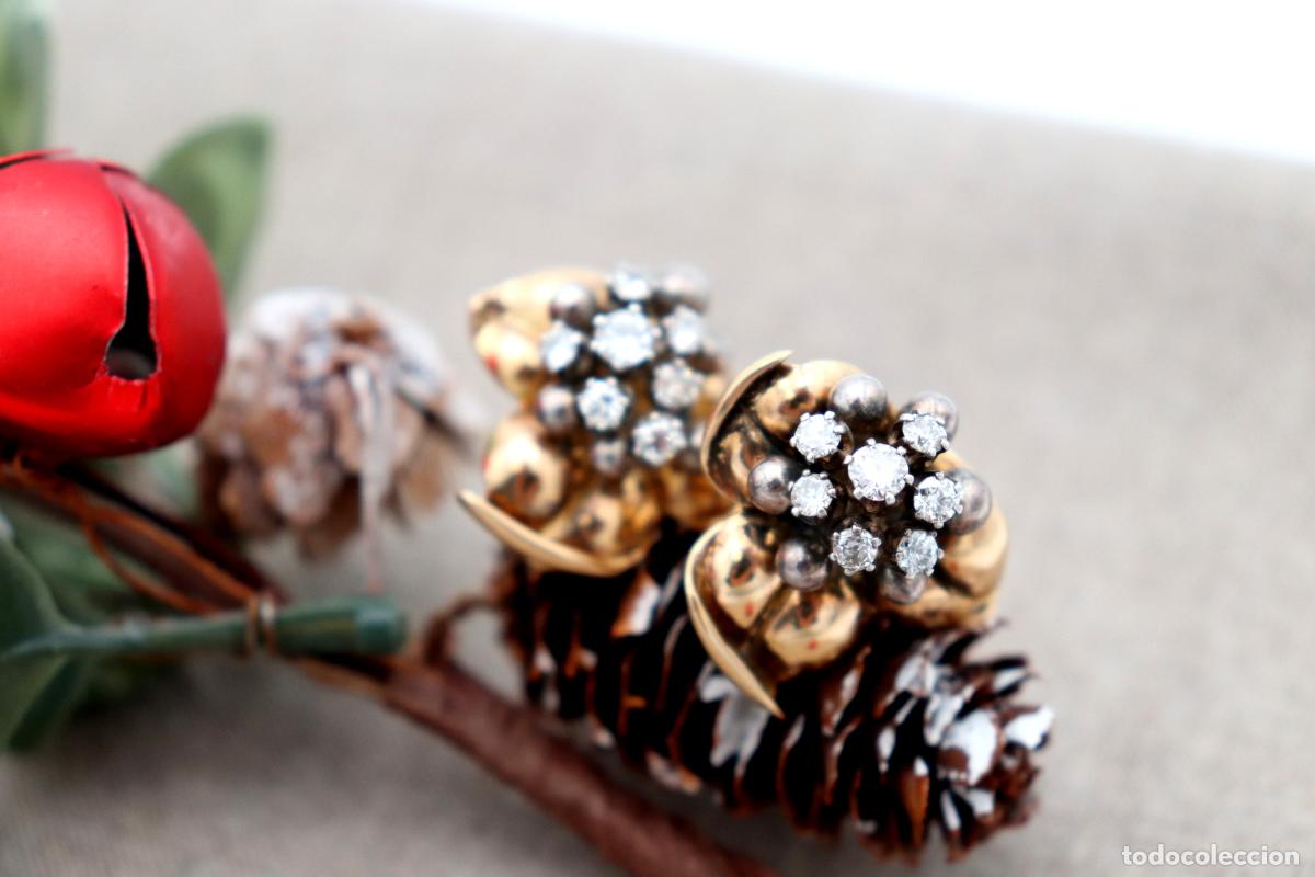 Joyeria: Pendientes en oro de 19,2K y plata con diamantes. - Foto 4