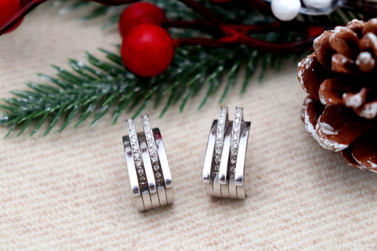 Joyeria: Pendientes en oro blanco de 19,2K con diamantes. - Foto 2