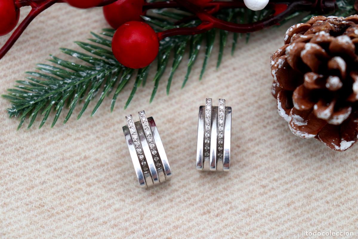 Joyeria: Pendientes en oro blanco de 19,2K con diamantes. - Foto 3