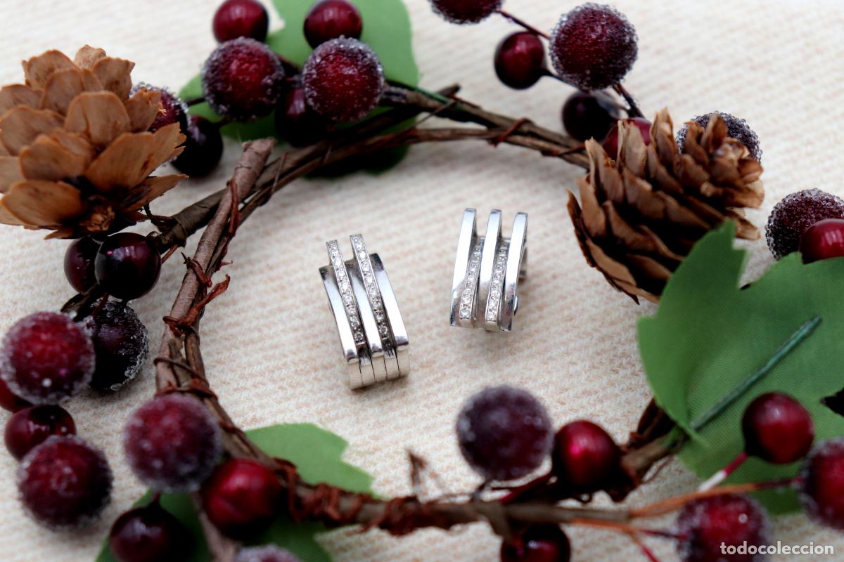 Joyeria: Pendientes en oro blanco de 19,2K con diamantes. - Foto 4
