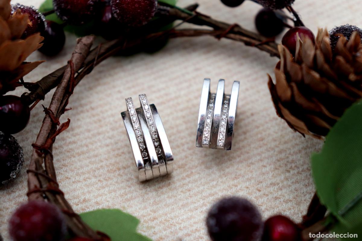 Joyeria: Pendientes en oro blanco de 19,2K con diamantes. - Foto 6