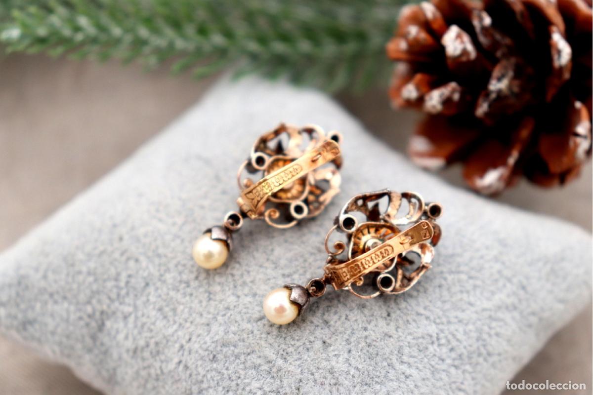 Joyeria: Pendientes en oro de 19,2K y plata con diamantes. - Foto 3