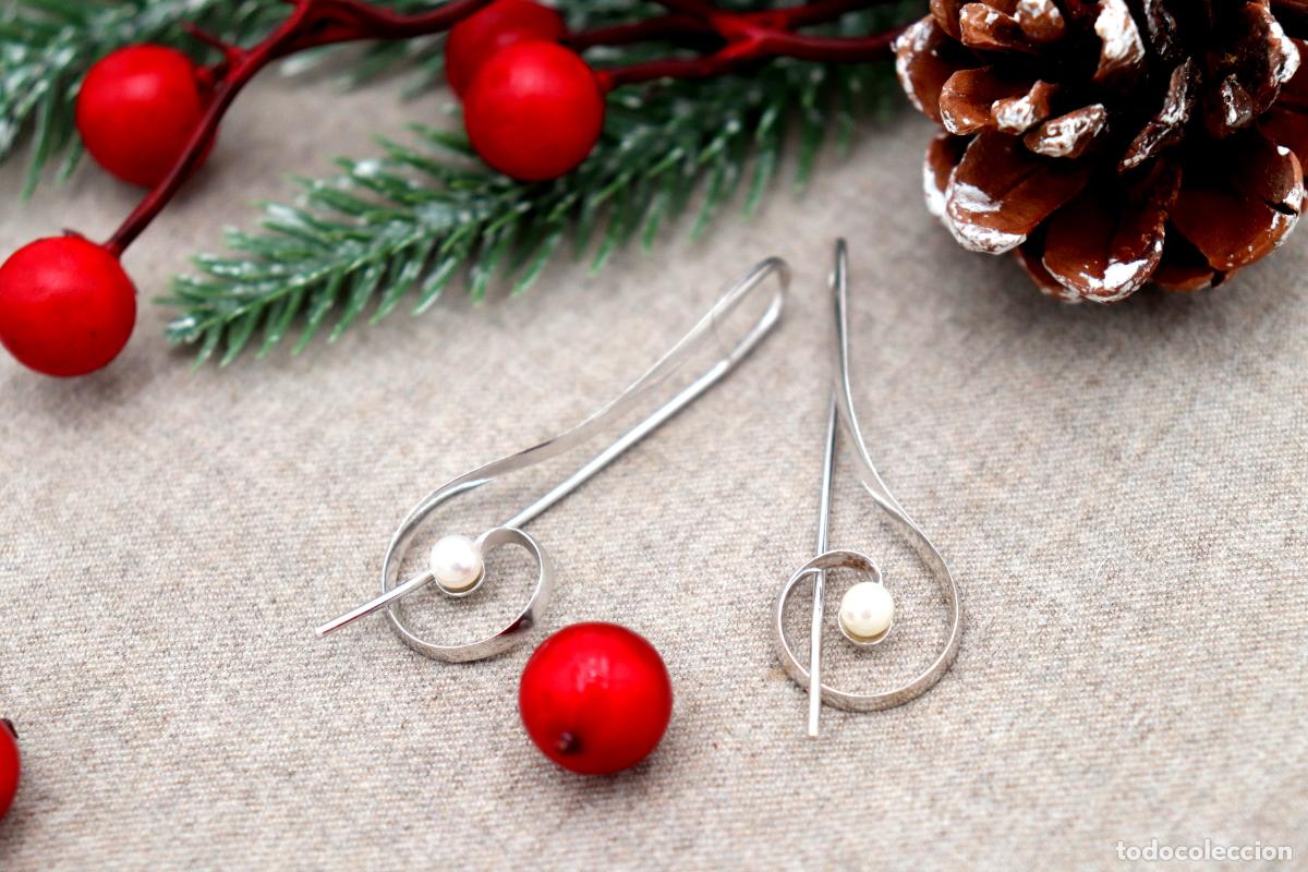 Joyeria: Pendientes en oro blanco de 19,2K con perlas. - Foto 5