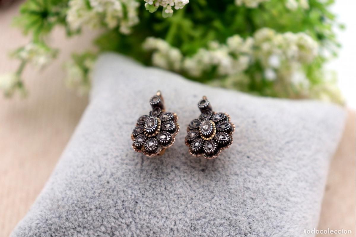 Joyeria: Pendientes en oro de 19,2K y plata con diamantes. - Foto 2