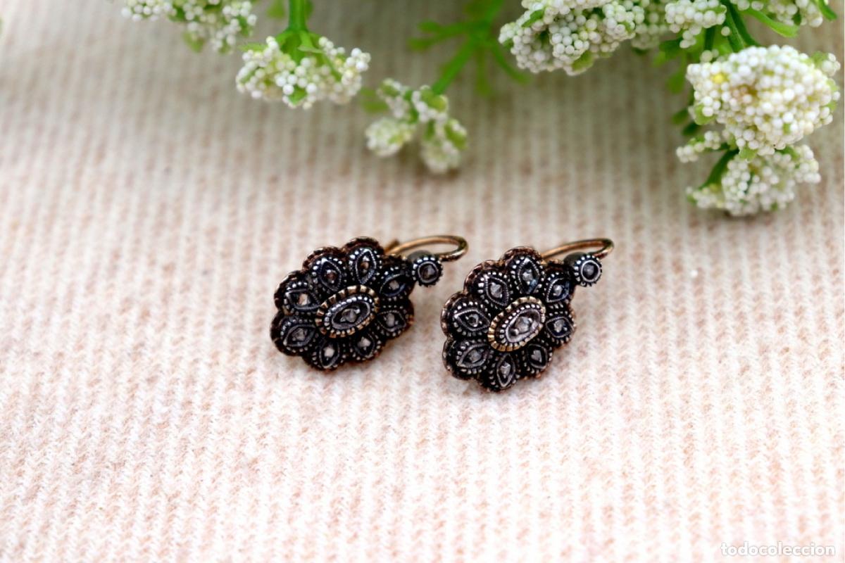 Joyeria: Pendientes en oro de 19,2K y plata con diamantes. - Foto 3