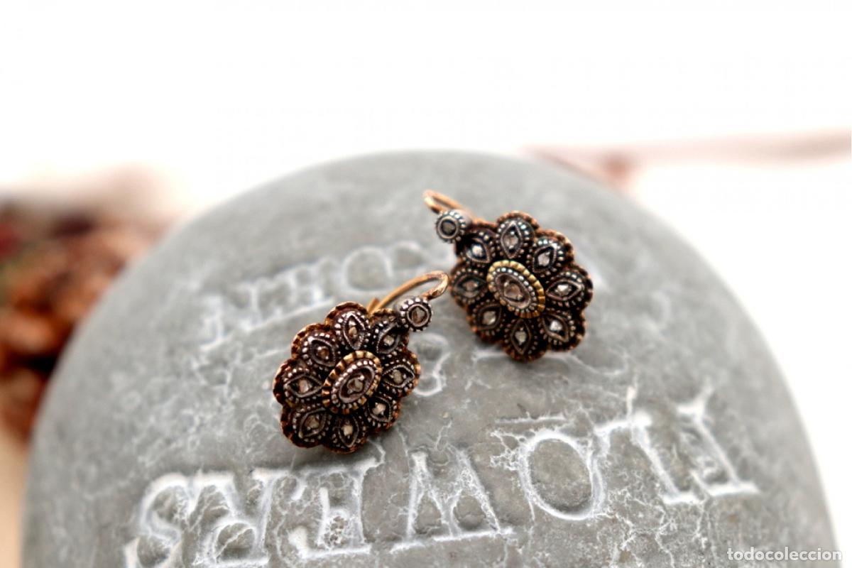 Joyeria: Pendientes en oro de 19,2K y plata con diamantes. - Foto 5