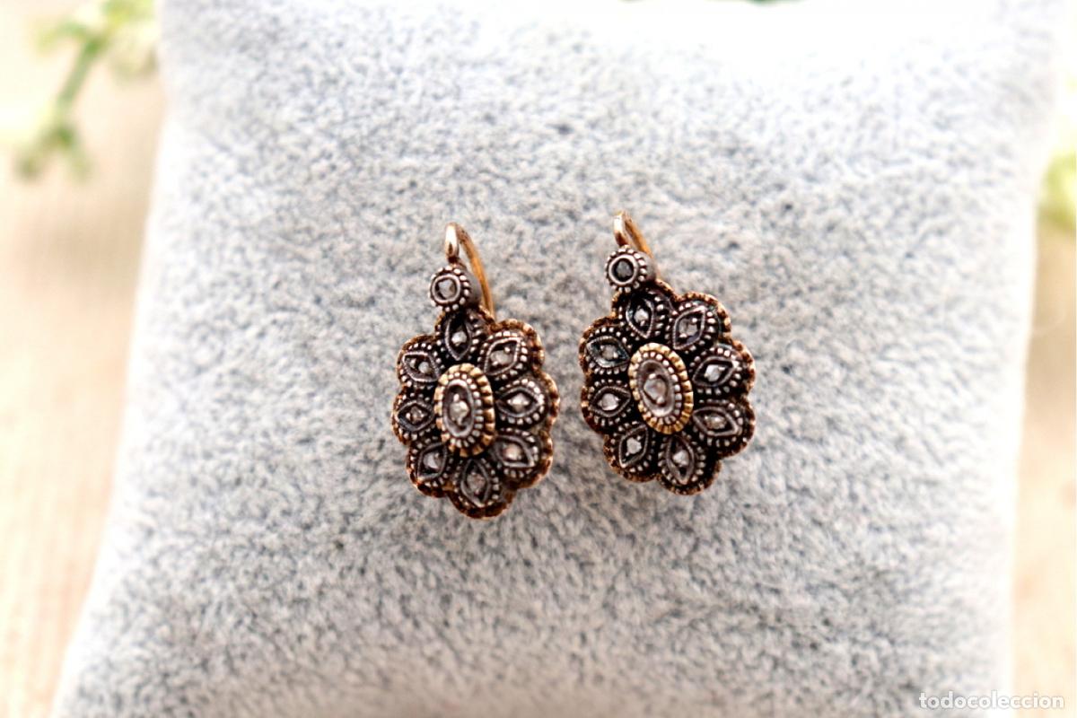 Joyeria: Pendientes en oro de 19,2K y plata con diamantes. - Foto 1