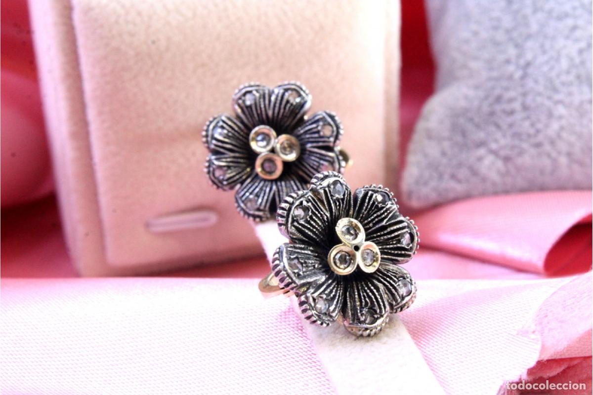 Joyeria: Pendientes en oro de 19,2K y plata con diamantes. - Foto 2