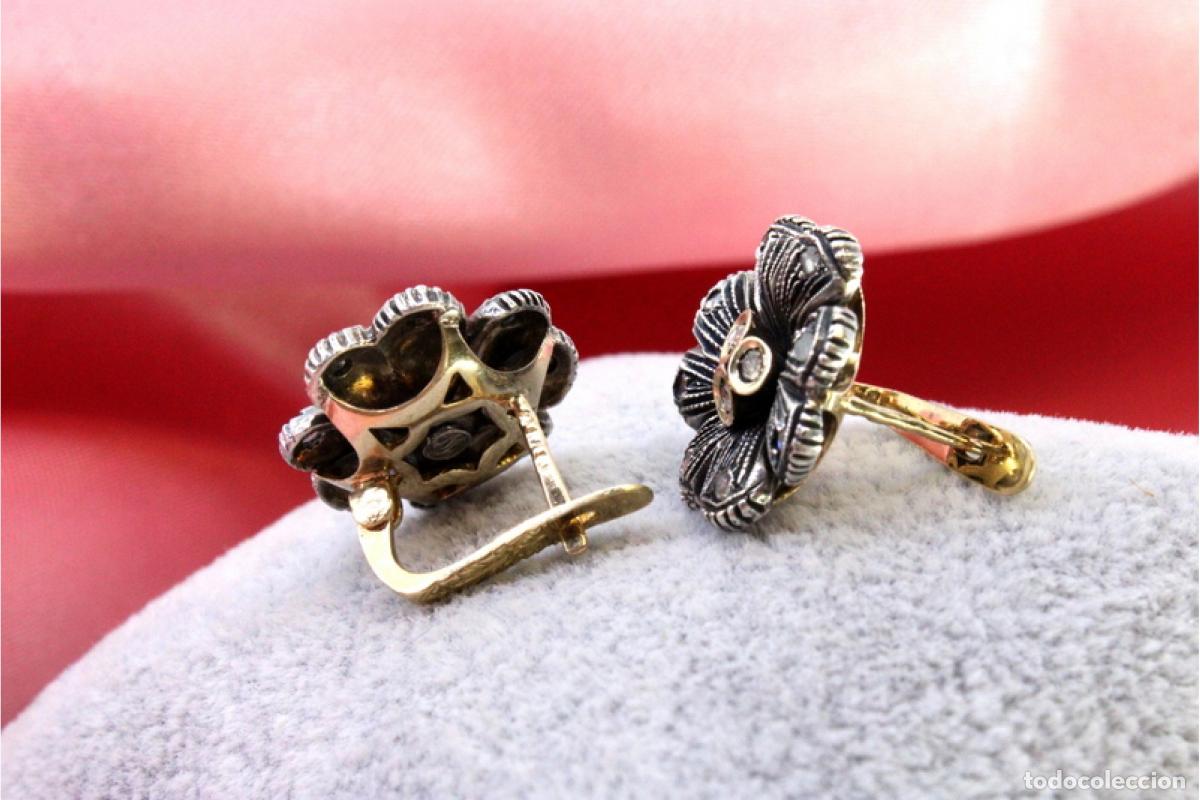 Joyeria: Pendientes en oro de 19,2K y plata con diamantes. - Foto 3