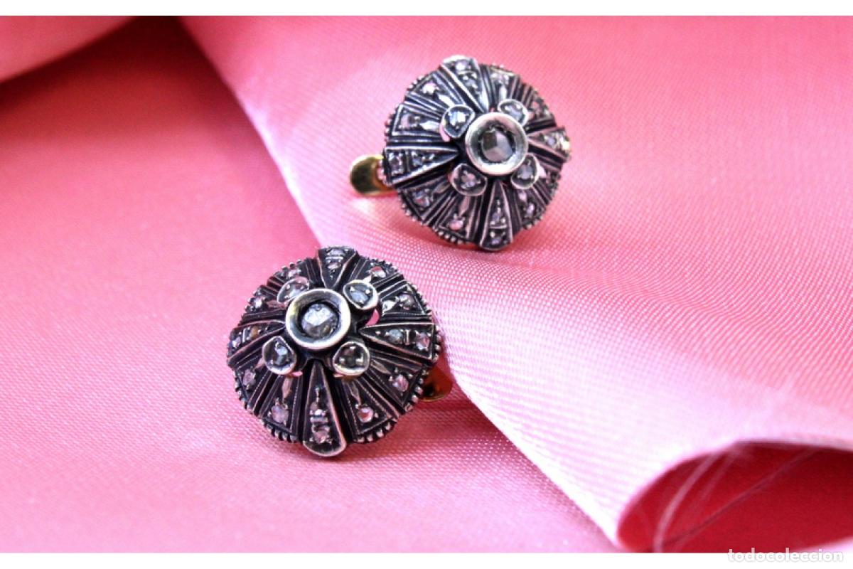 Joyeria: Pendientes en oro de 19,2K y plata con diamantes. - Foto 2