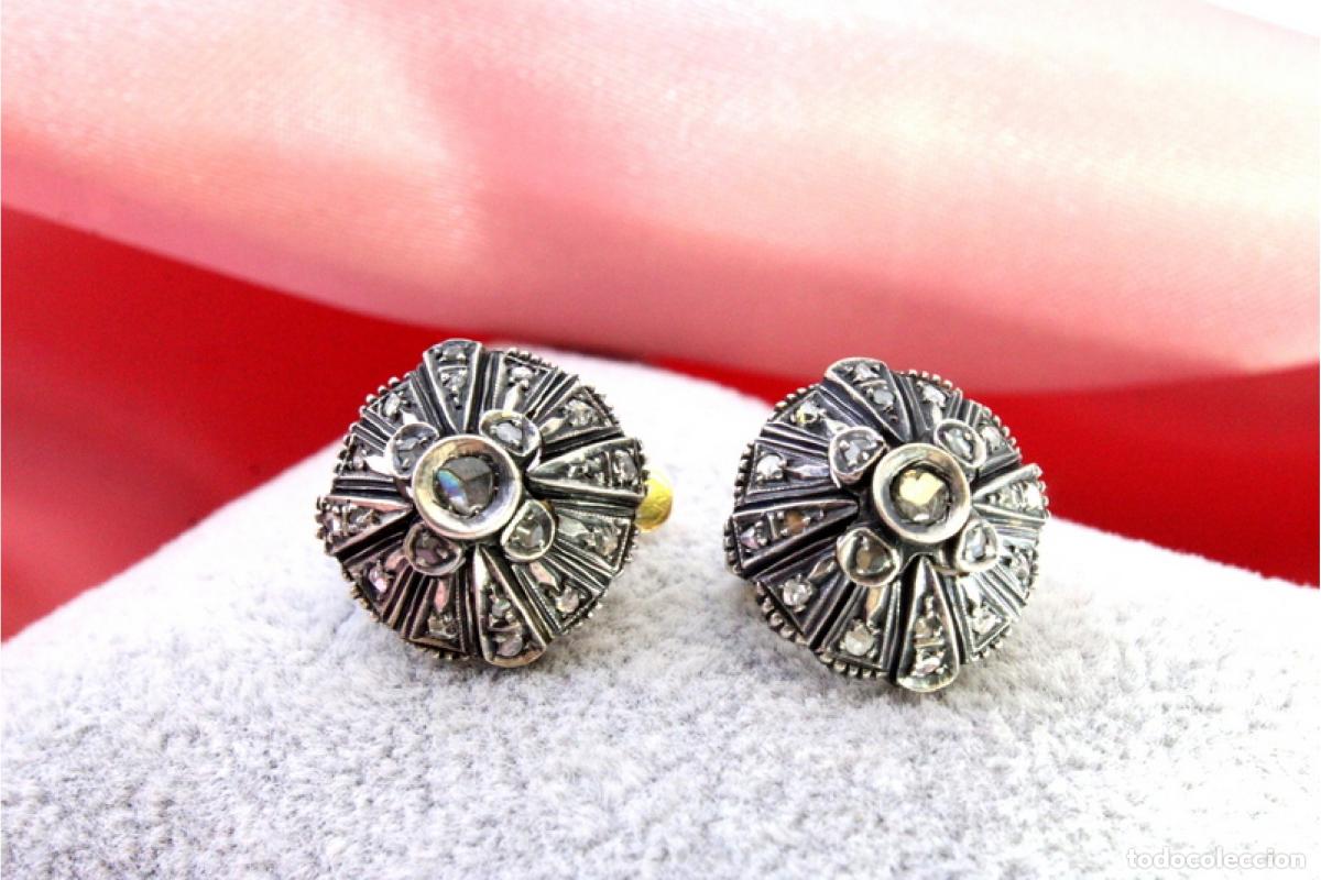 Joyeria: Pendientes en oro de 19,2K y plata con diamantes. - Foto 3