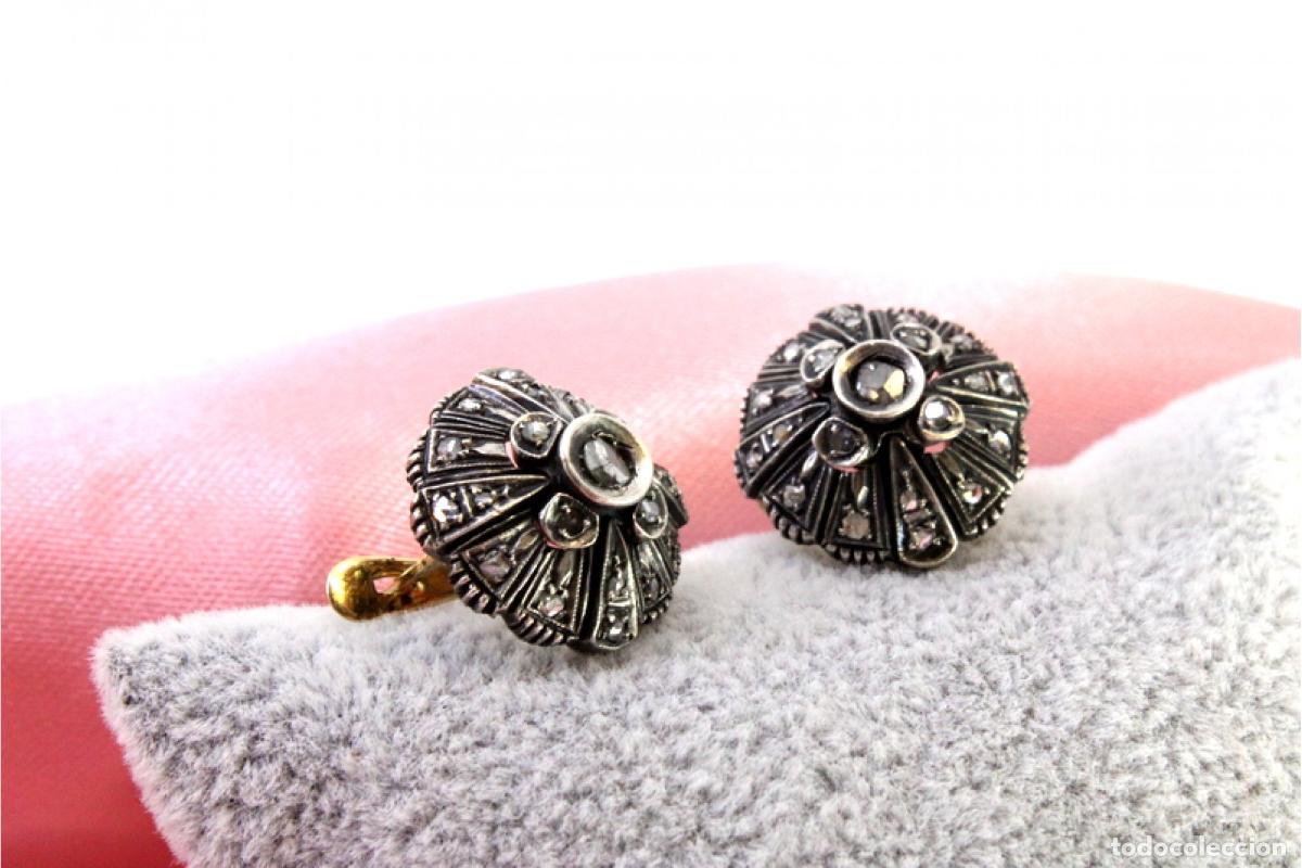 Joyeria: Pendientes en oro de 19,2K y plata con diamantes. - Foto 4
