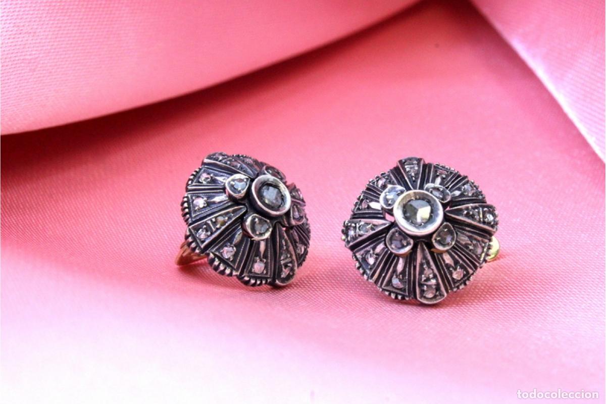 Joyeria: Pendientes en oro de 19,2K y plata con diamantes. - Foto 5