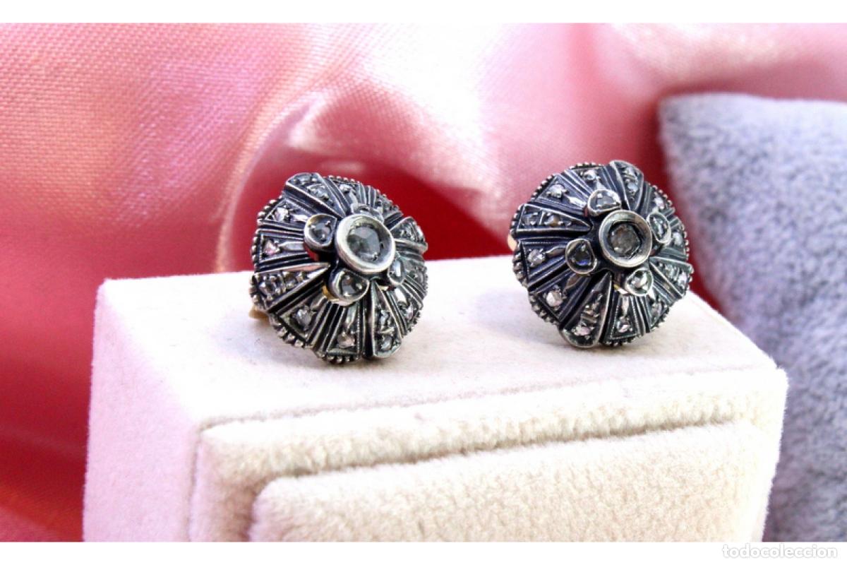 Joyeria: Pendientes en oro de 19,2K y plata con diamantes. - Foto 7