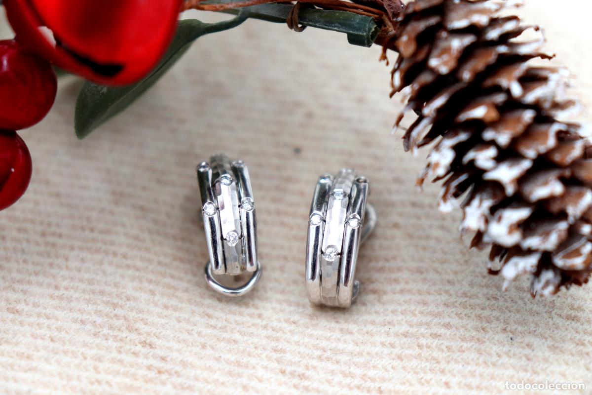 Joyeria: Pendientes en oro blanco de 19,2K con diamantes. - Foto 4