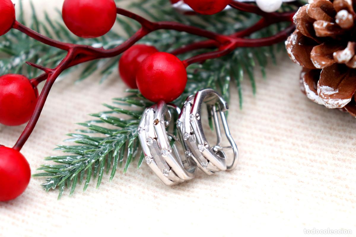 Joyeria: Pendientes en oro blanco de 19,2K con diamantes. - Foto 6
