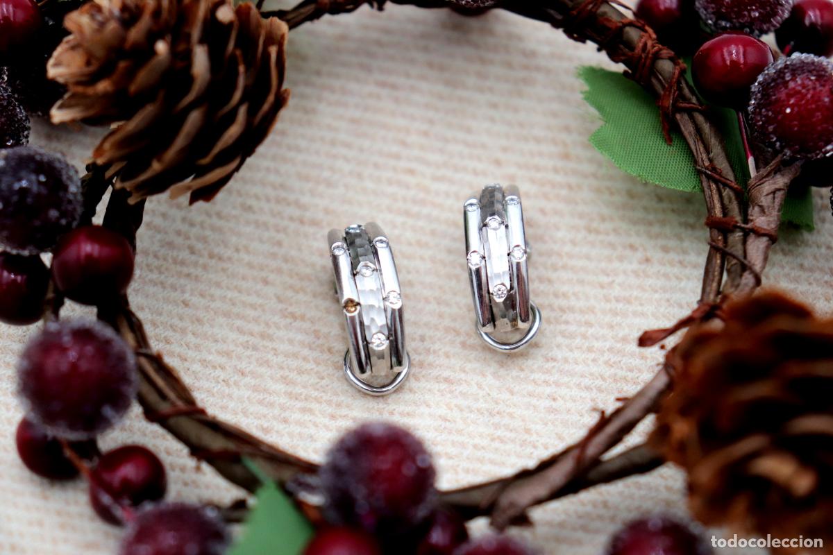 Joyeria: Pendientes en oro blanco de 19,2K con diamantes. - Foto 1