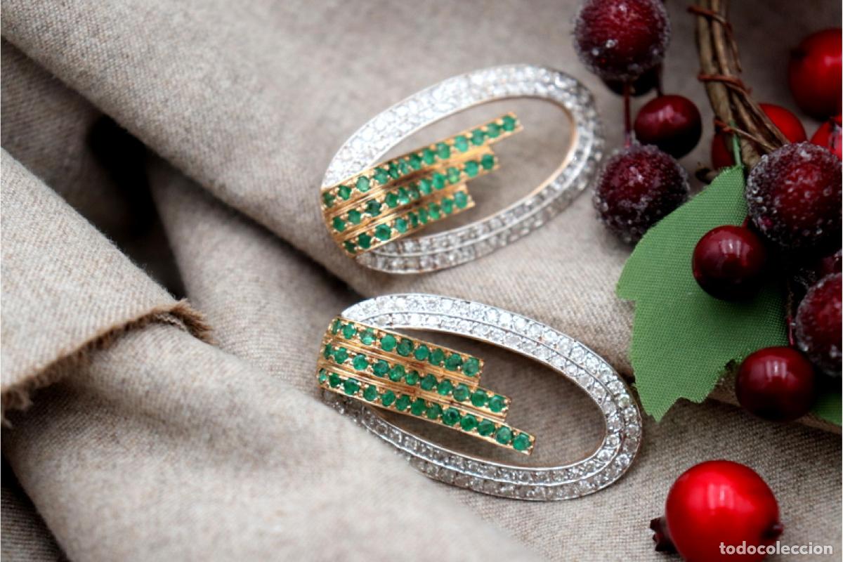 Joyeria: Pendientes de oro con diamantes y esmeraldas - Foto 6