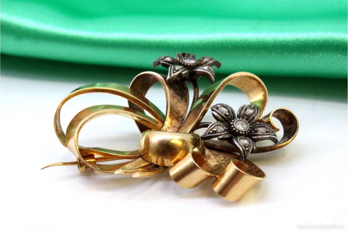 Joyeria: Broche de oro de 19,2 quilates con diamantes - Foto 2