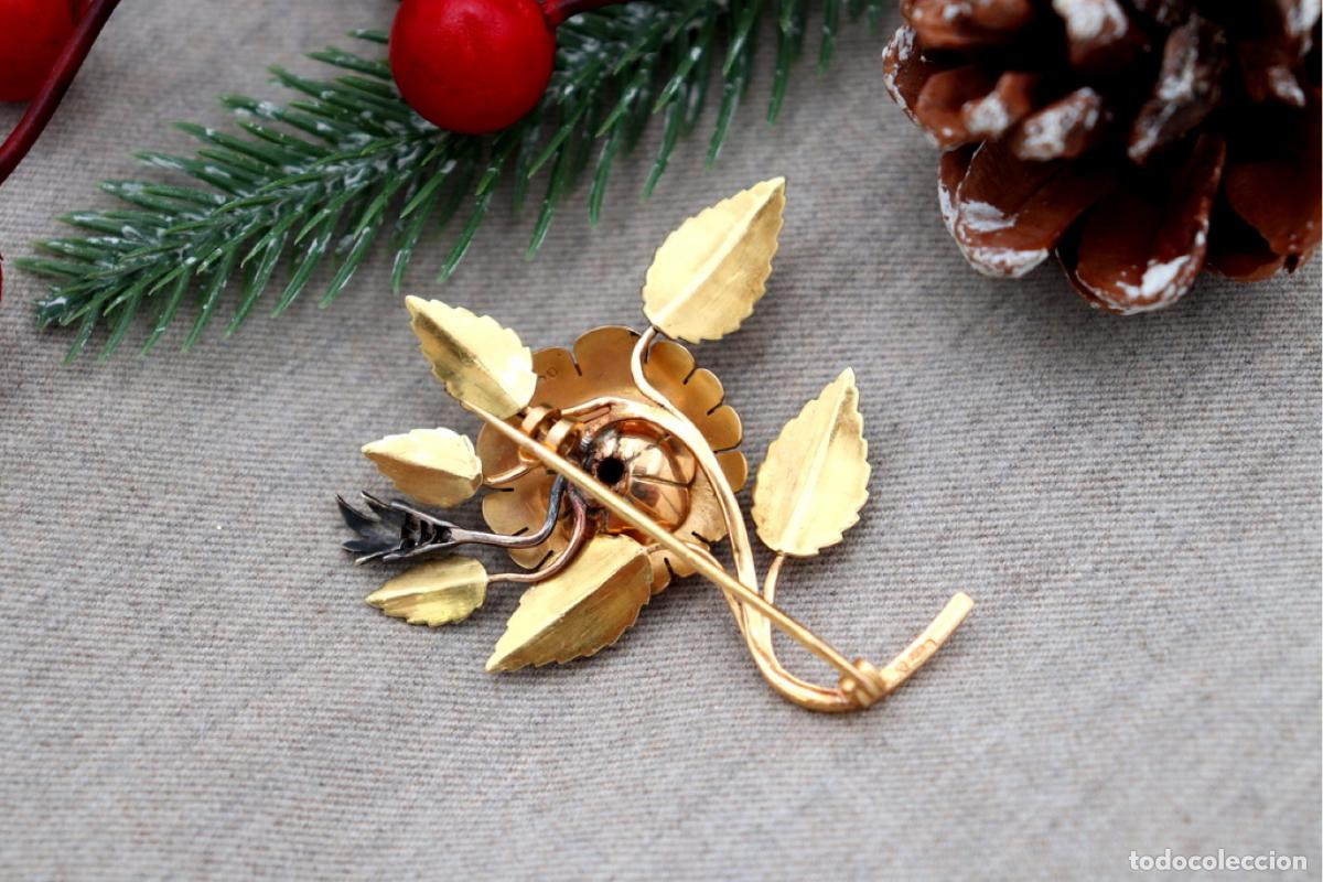 Joyeria: Broche de oro de 19,2 quilates con diamantes - Flor - Foto 2