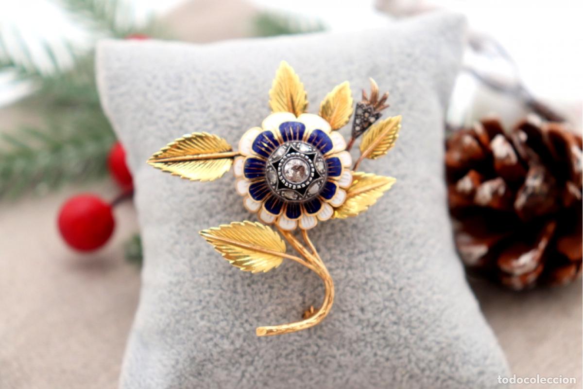 Joyeria: Broche de oro de 19,2 quilates con diamantes - Flor - Foto 5