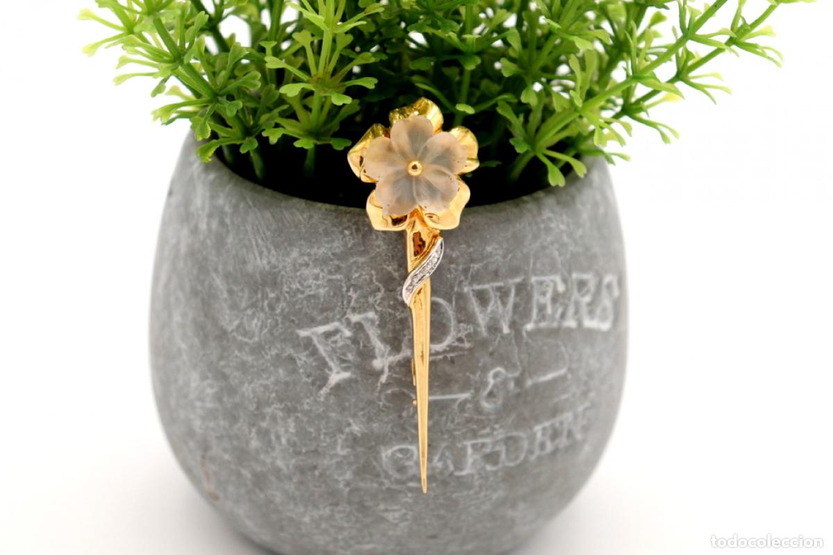 Joyeria: Broche de oro de 19,2 quilates con diamantes - Flor - Foto 2