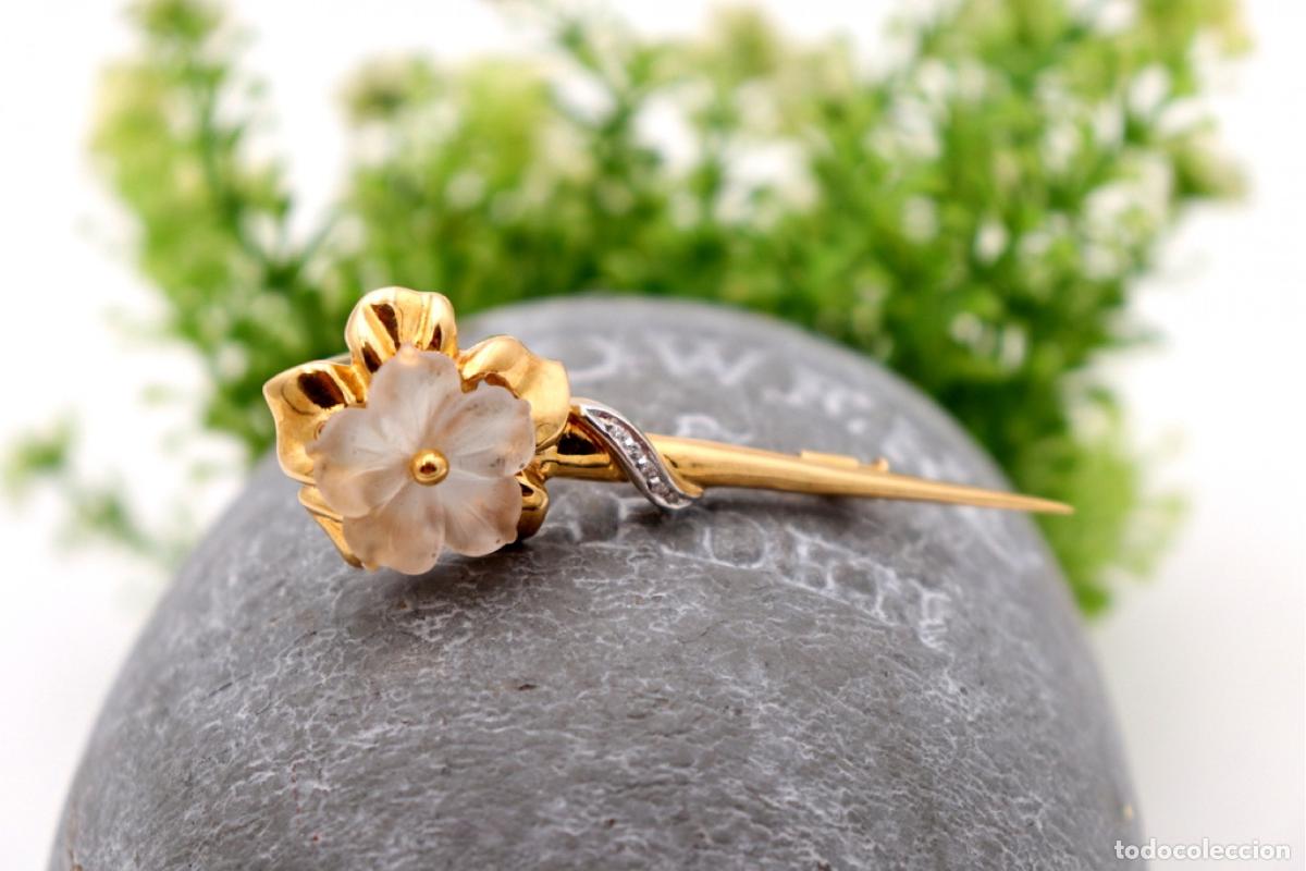 Joyeria: Broche de oro de 19,2 quilates con diamantes - Flor - Foto 3