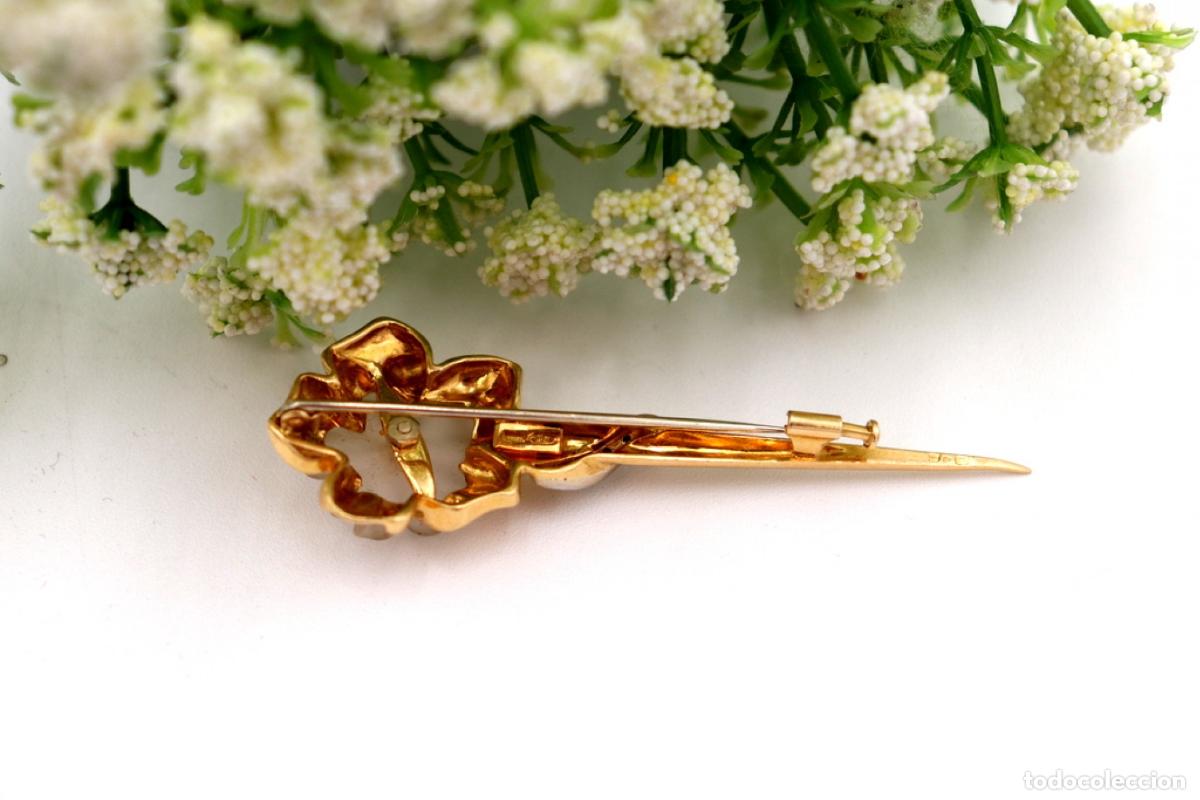 Joyeria: Broche de oro de 19,2 quilates con diamantes - Flor - Foto 5