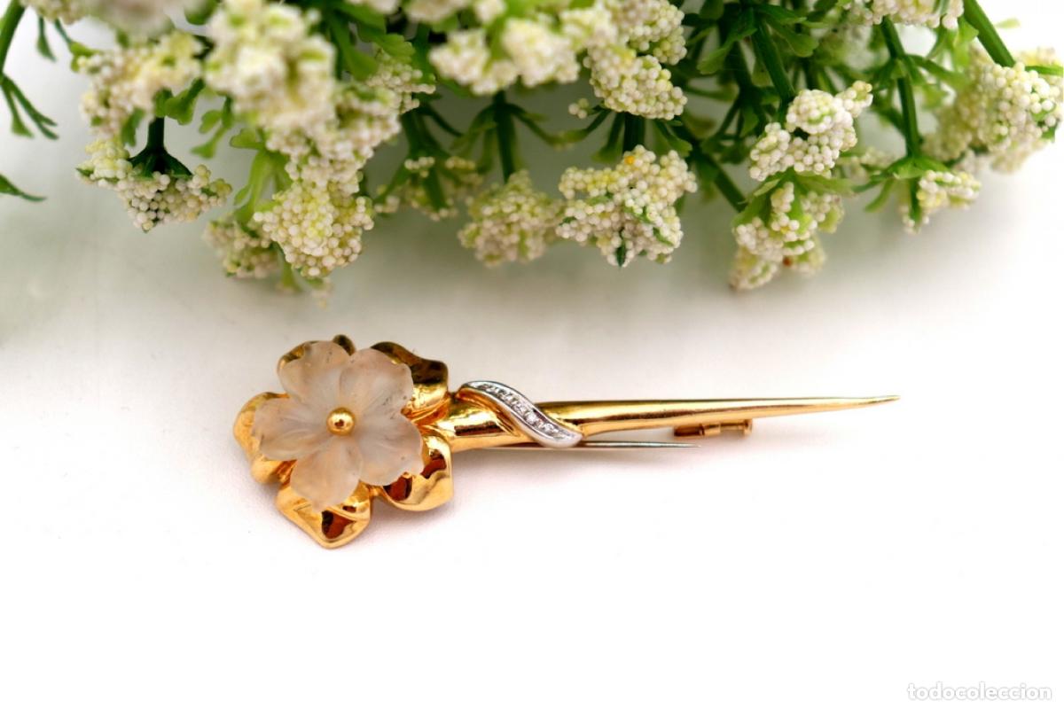 Joyeria: Broche de oro de 19,2 quilates con diamantes - Flor - Foto 6