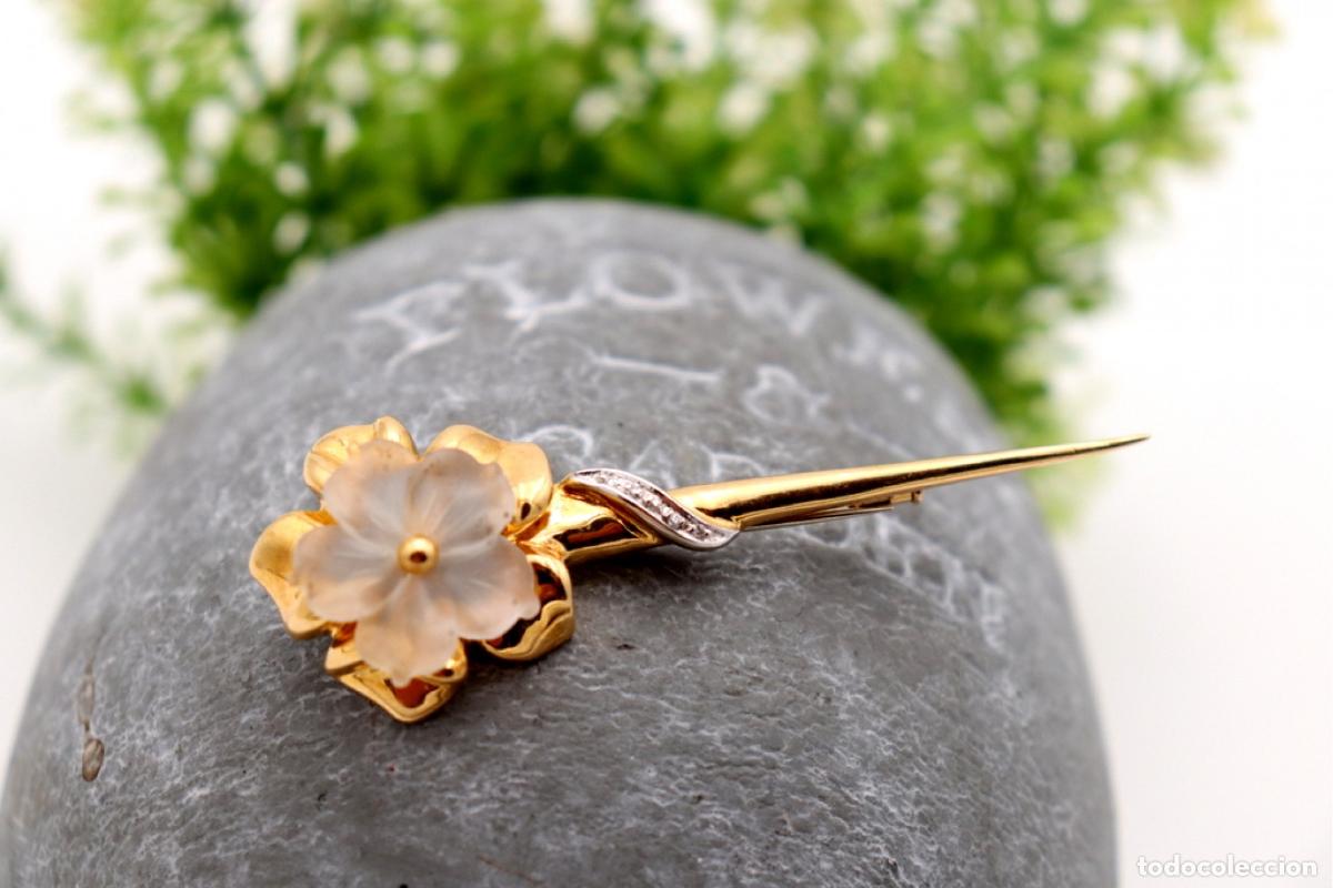 Joyeria: Broche de oro de 19,2 quilates con diamantes - Flor - Foto 1