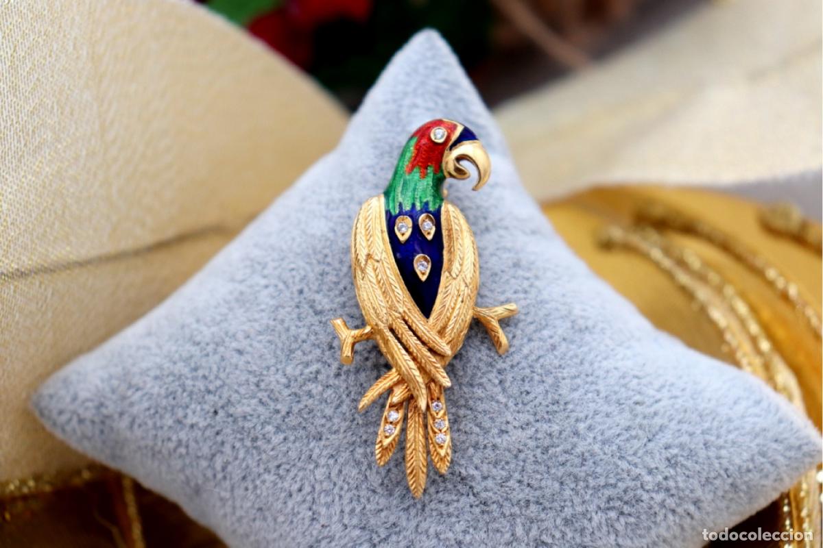 Joyeria: Broche de oro de 19,2 quilates con diamantes - Loro - Foto 2