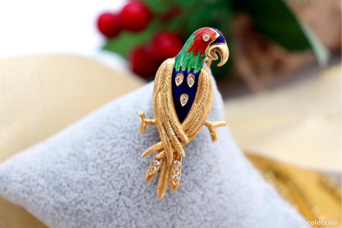 Joyeria: Broche de oro de 19,2 quilates con diamantes - Loro - Foto 4
