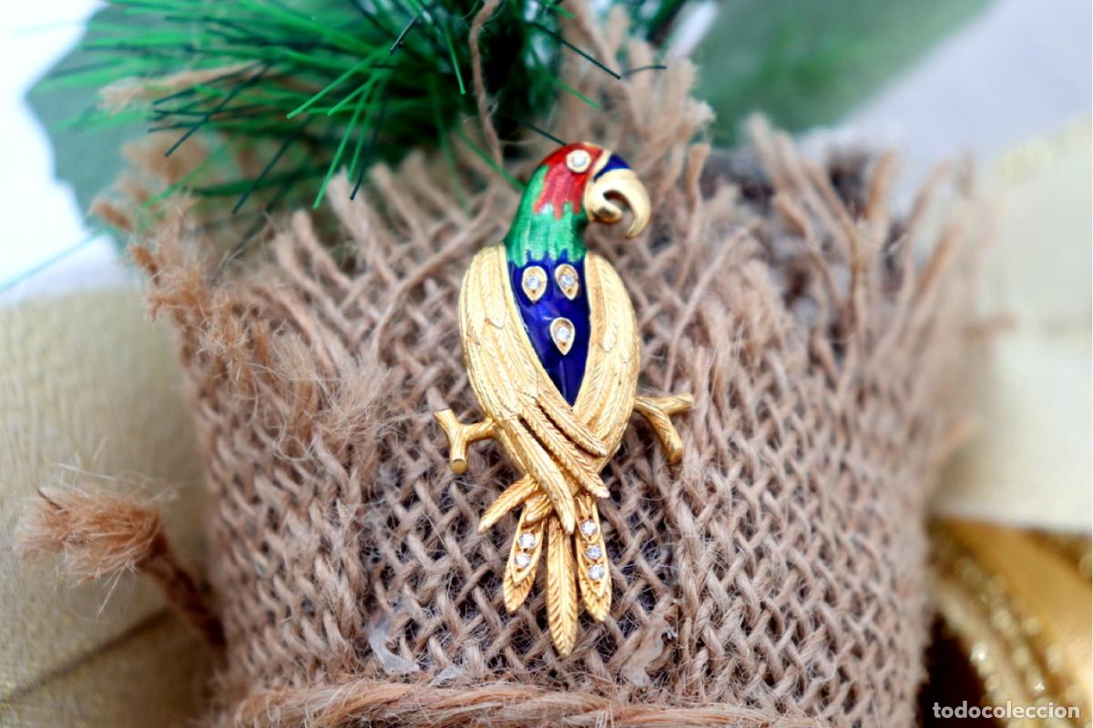 Joyeria: Broche de oro de 19,2 quilates con diamantes - Loro - Foto 5
