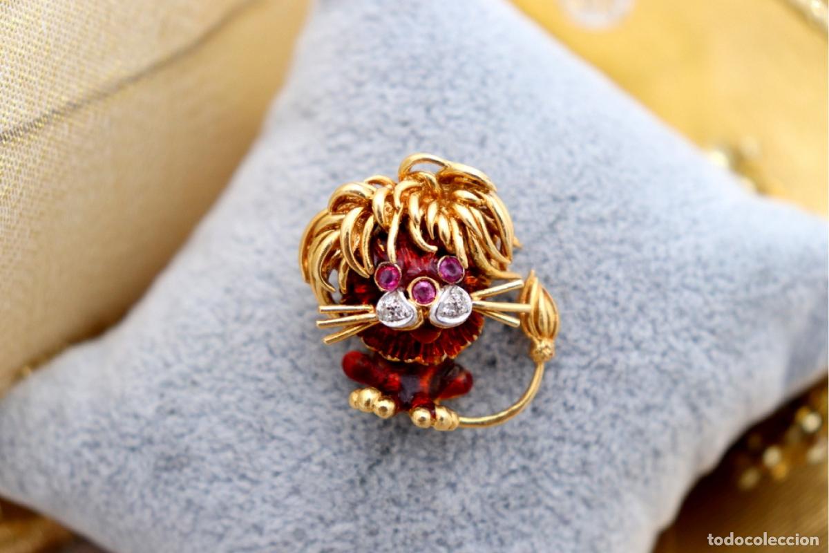 Joyeria: Broche de oro de 19,2 quilates con diamantes - Le&oacute;n - Foto 2