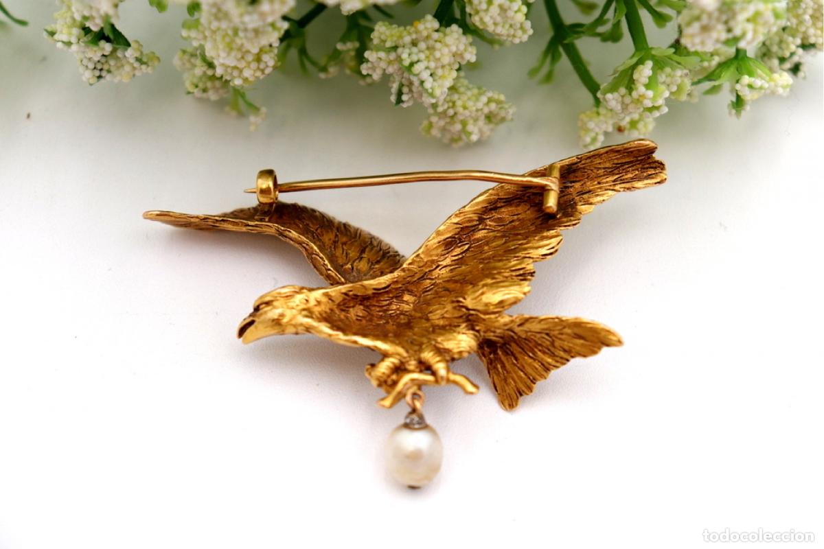 Joyeria: Broche de oro de 18 quilates con perla - &Aacute;guila - Foto 4