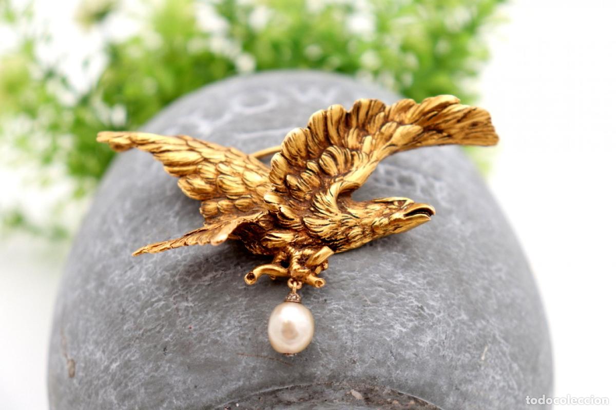 Joyeria: Broche de oro de 18 quilates con perla - &Aacute;guila - Foto 1