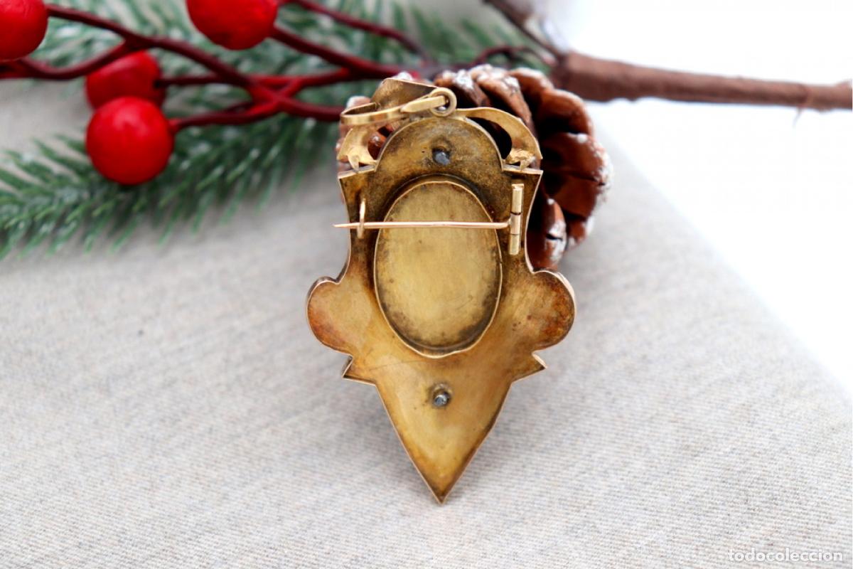 Joyeria: Broche de Oro 19,2K con perla y turquesa. - Foto 2
