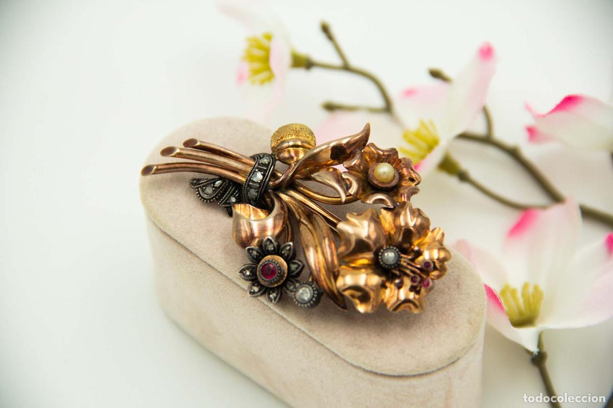 Joyeria: Broche de oro de 19,2 quilates con diamantes - Foto 2