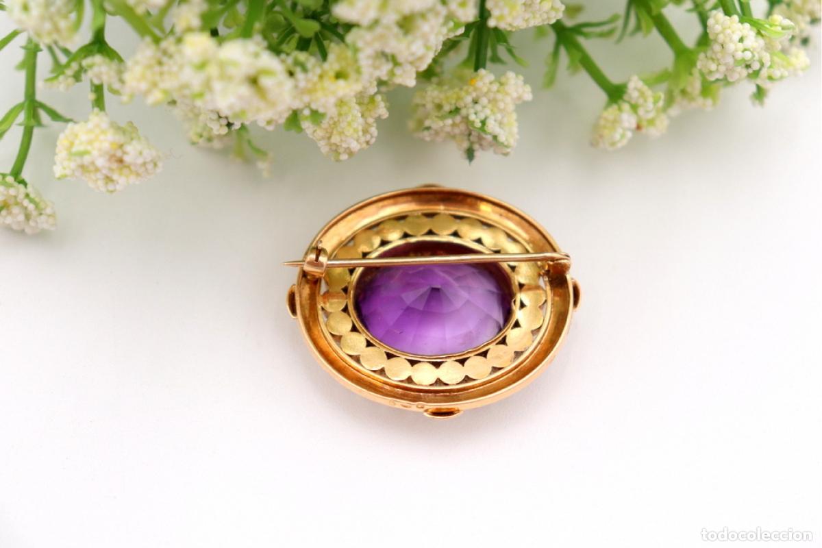 Joyeria: Broche de Oro 19,2K con perlas y amatista - Foto 3