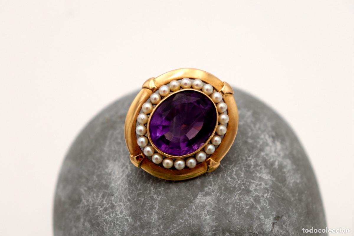 Joyeria: Broche de Oro 19,2K con perlas y amatista - Foto 4