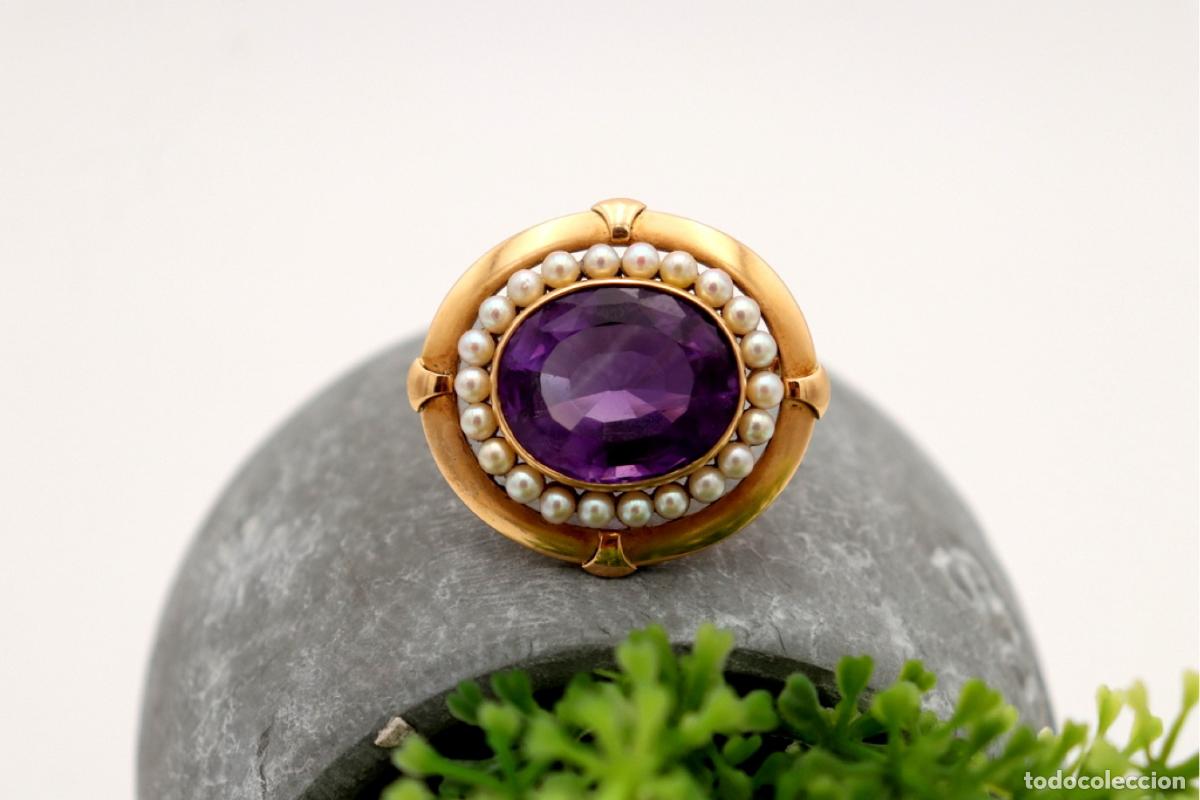 Joyeria: Broche de Oro 19,2K con perlas y amatista - Foto 6