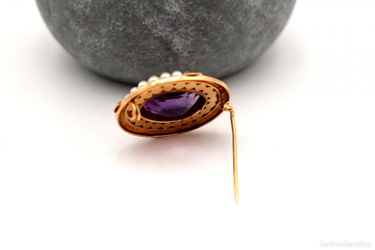 Joyeria: Broche de Oro 19,2K con perlas y amatista - Foto 7